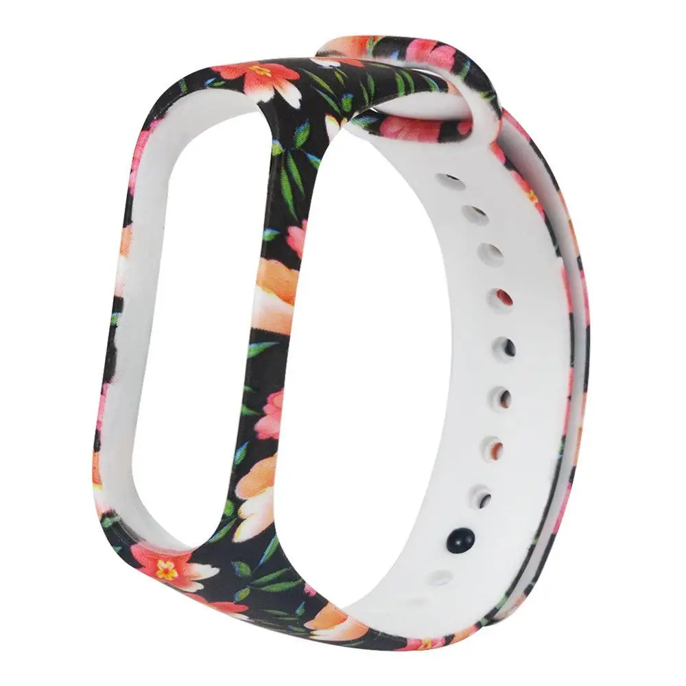 Flower Камуфляжный браслет для xiaomi mi Band 4 ремешок силиконовая лента с цветочным украшением аксессуары для xiaomi mi band 3 mi band 4 NFC Band - Цвет: Flower