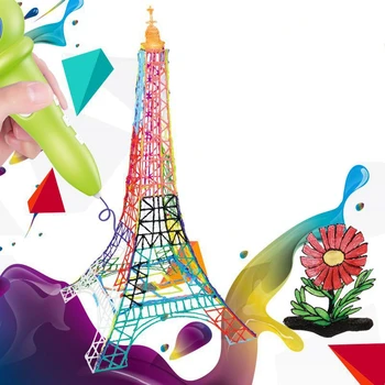 

3D Printing Pen Drawing Graffiti Printer Wireless and Low Temperature with Colorful PCL Filament for Kids DIY Pencil
