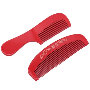 

2Pcs Wedding Supplies Bride Dressing Wood Comb Red Pure Mahogany Hairbrush Anti Static On Combs Tweezers Hairdressing