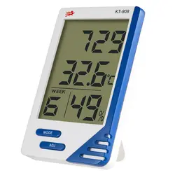KT-908 цифровой термометр с большим экраном комнатный и наружный температурный гигрометр с большим ЖК-дисплеем