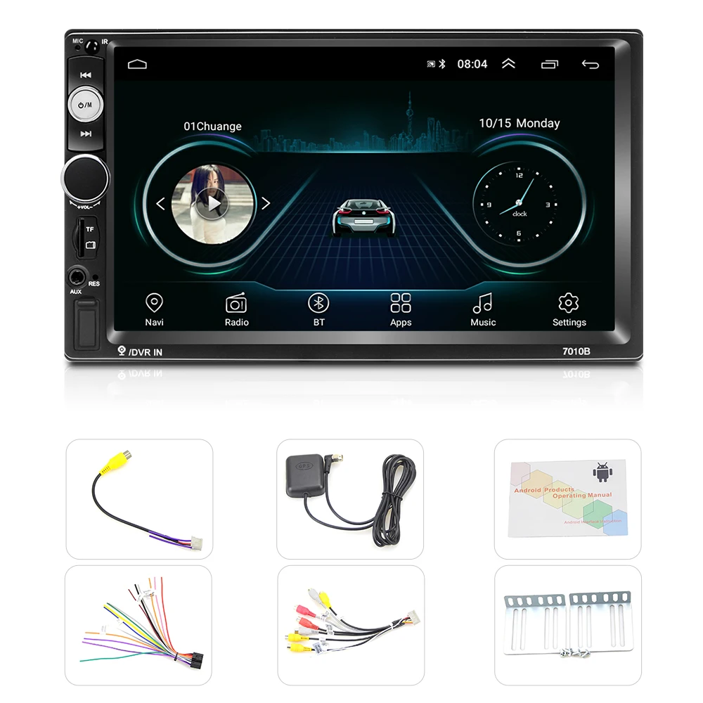 Podofo 2 Din Android 8,1 Авто радио gps навигация автомобильный Радио " автомобильный мультимедийный плеер Wifi Bluetooth USB универсальный автомобильный стерео