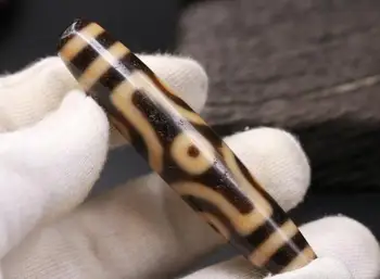 

Super Energy Tibetan Old Agate 6 Eye Long dZi Bead Amulet 78*15MM Big Treasure A Talisman Treasure