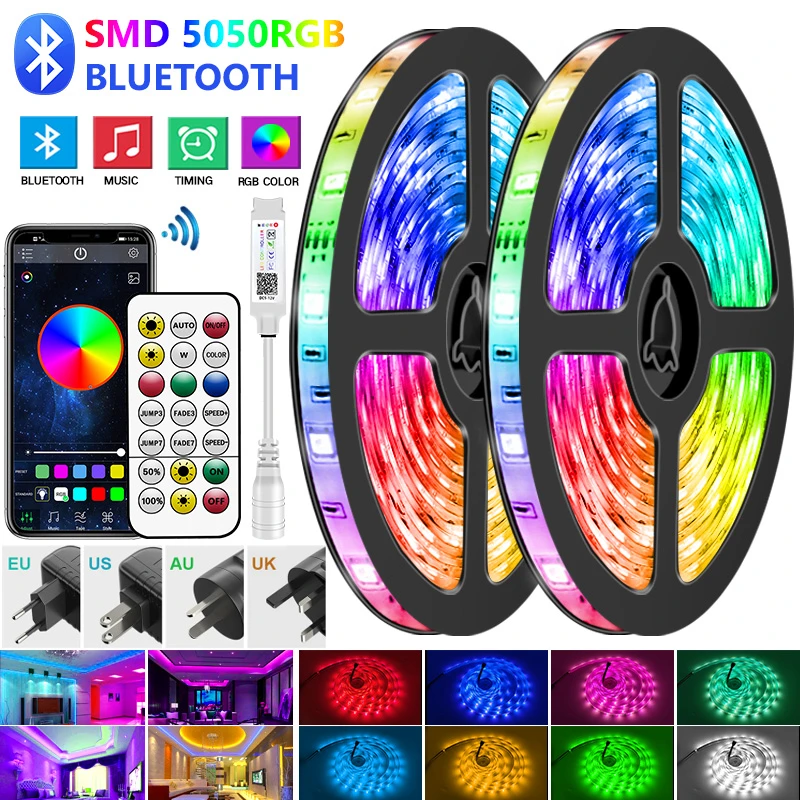 small led strip lights 30M-5M Bluetooth LED Strip Lights RGB Warm White Waterproof Flexible Ribbon 2835 Led Light lamp RGBWW SMD Tape Diode for room car interior light strips