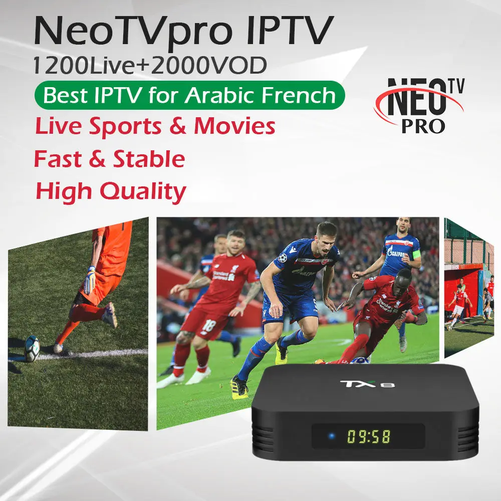 TX8 Android 9,0 ТВ приставка Neo tv pro подписка Rockchip RK3318 4G/64G двойной wifi BT 4,0 HDMI 2,0 Smart tv Box Франция Арабский IP tv