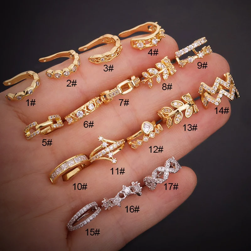 1 piece hot zircon Gold Silver color Clip Earrings Without Piercing brass on Ear Cuff Wrap cartilage Earring | Украшения и