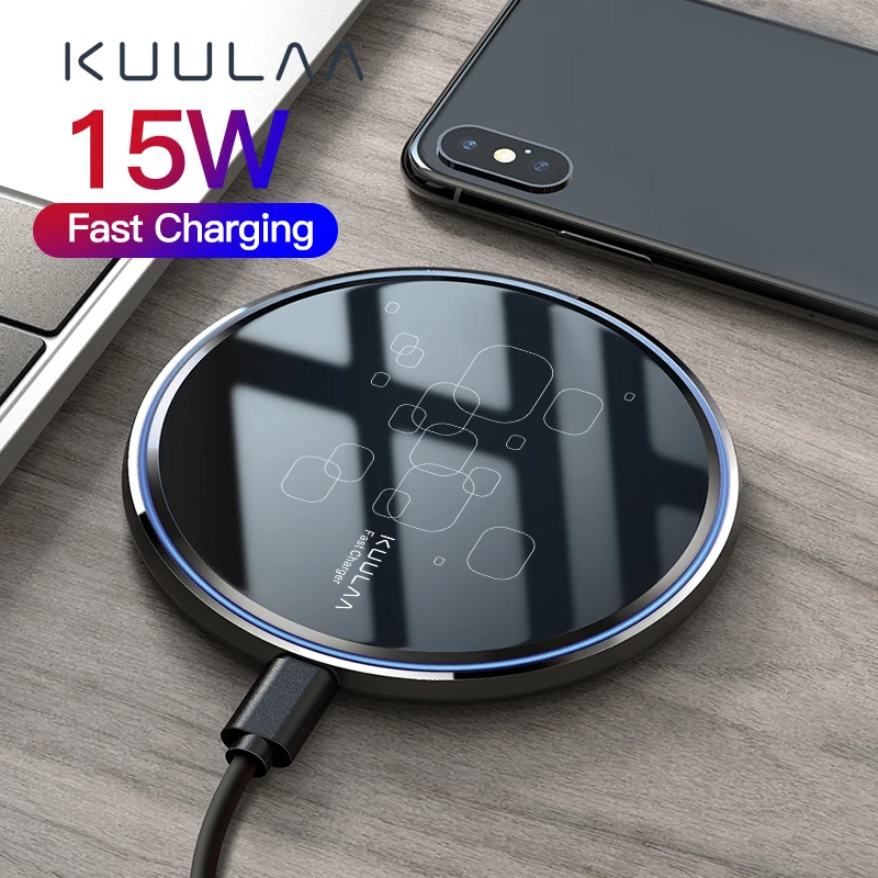 

KUULAA 15W Qi Wireless Charger For Xiaomi Mi 9 Pro Mirror Wireless Charging Pad Fast Charger For iPhone 11 X XS Max XR 8 Plus