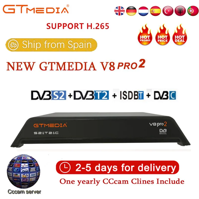 GTMedia V8 Pro2 Full HD DVB-S2+ T2+ Кабельный спутниковый ресивер Обновление от V8 супер декодер поддержка H.265 европа италия линия