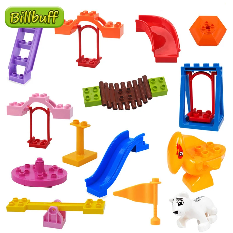 Большие строительные блоки сделай сам качели морские динозавры фигурки животных