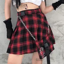 Новая модная женская плиссированная юбка Сексуальная Повседневная клетчатая печать мини-юбка со шнуровкой+ пояса юбки с высокой талией юбка 4S27