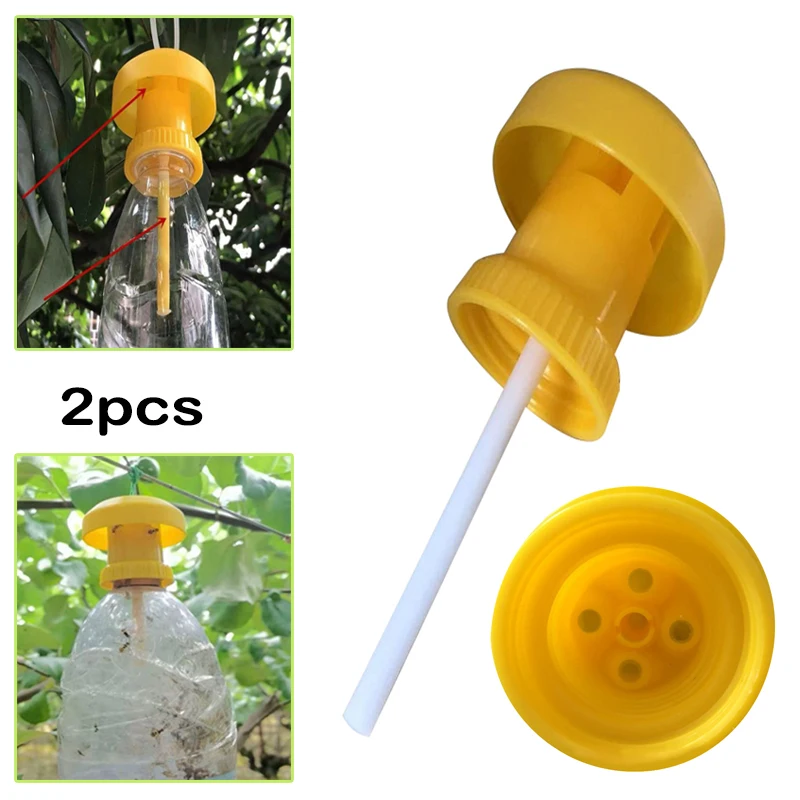 2pcs yellow Drosophila Trap Fly Catcher pest Fruit Fly Trap Killer Plastic  Insect control For Home Farm Orchard 6cm * 6cm * 2cm