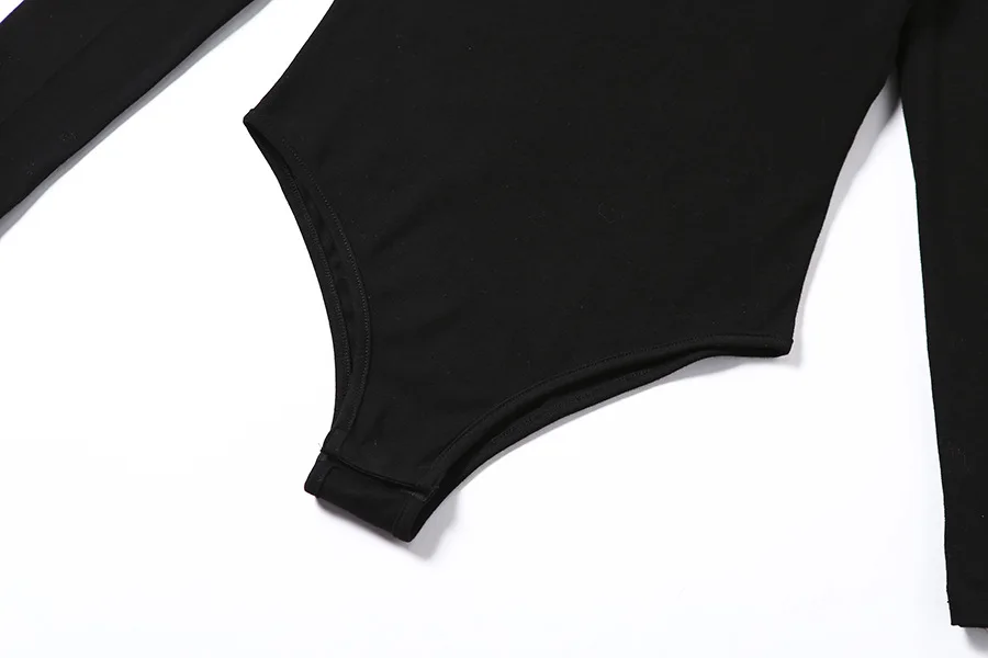 Shstyle хлопковое черное сексуальное боди с открытой спиной для женщин, весеннее обтягивающее однотонное облегающее боди с длинным рукавом и v-образным вырезом на спине, Прямая поставка