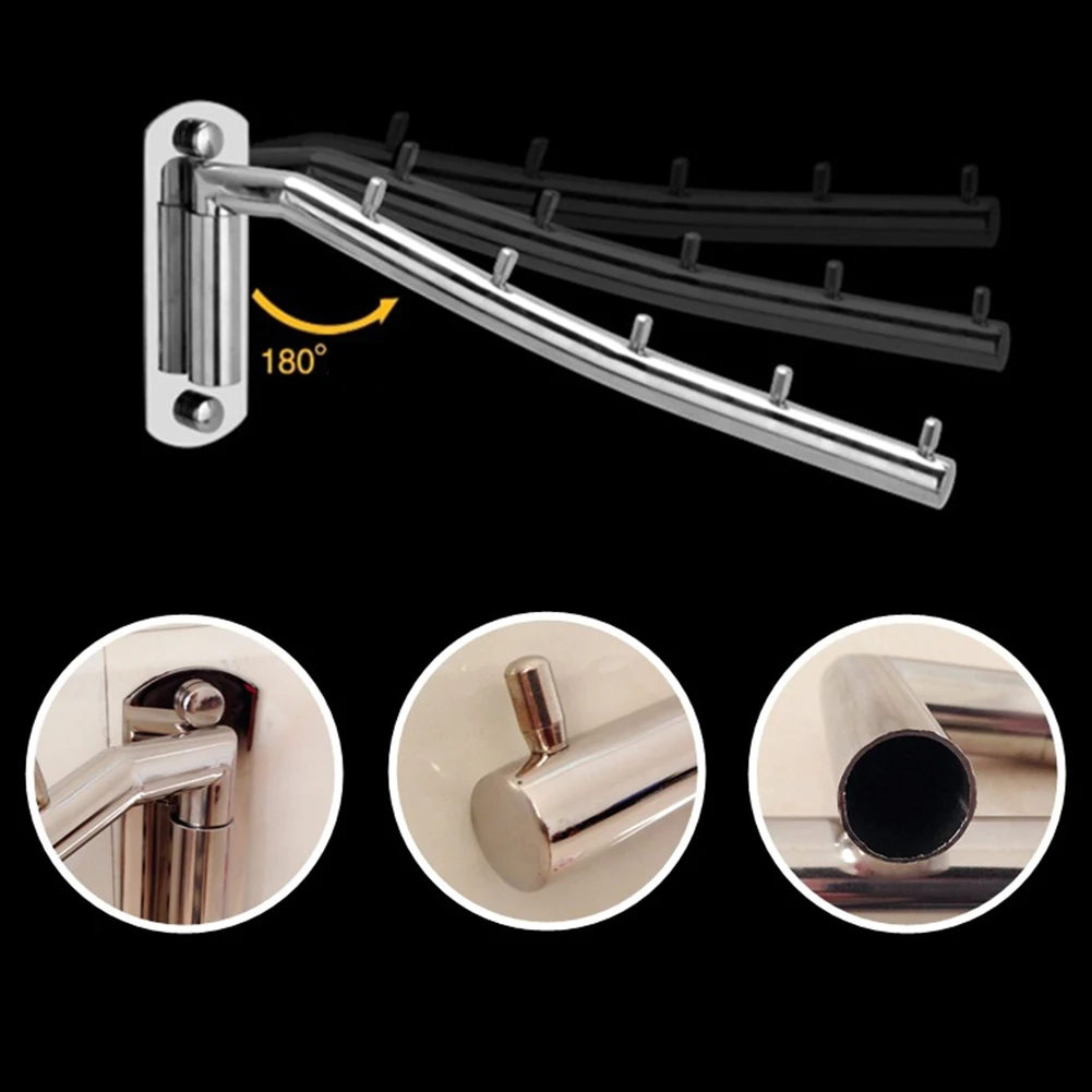 

Stainless Steel Hanging Rack Wall Mounted Drying Rotatable Swing Arm Hook Clothes Holder Organizer Storage