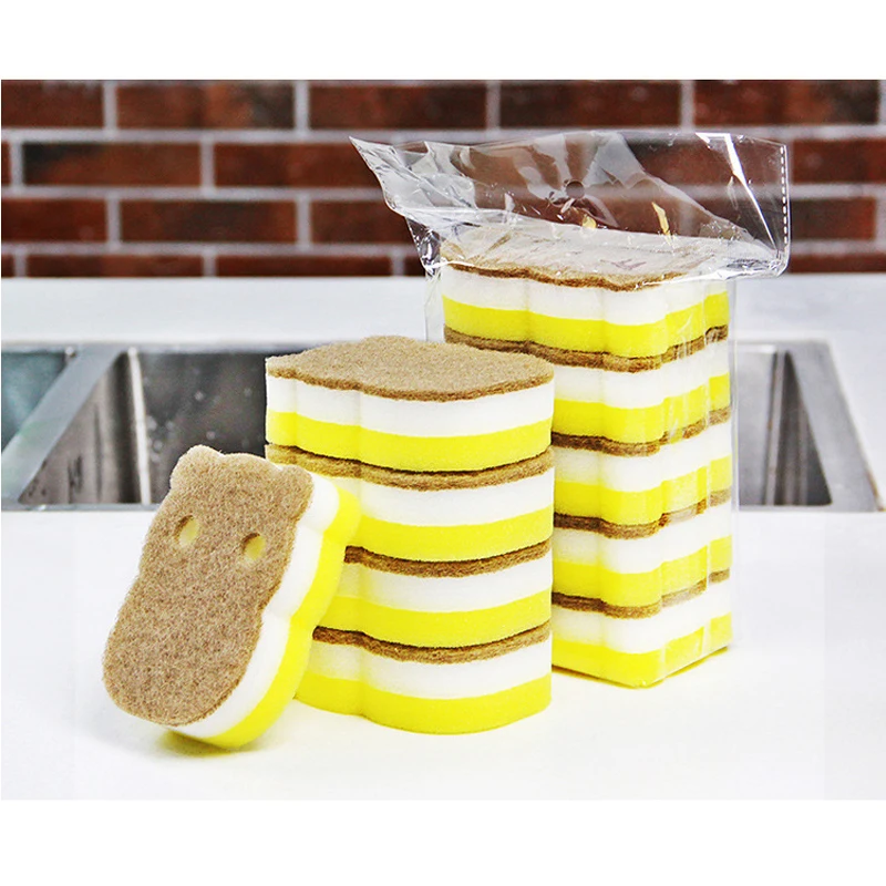 Dishwashing Sponge 5pcs Xiaomi Double side Sponge Thickened Dishwashing Wipe Scouring Pad Cleaning Brush Nano Cotton Pot Brush Kitchen