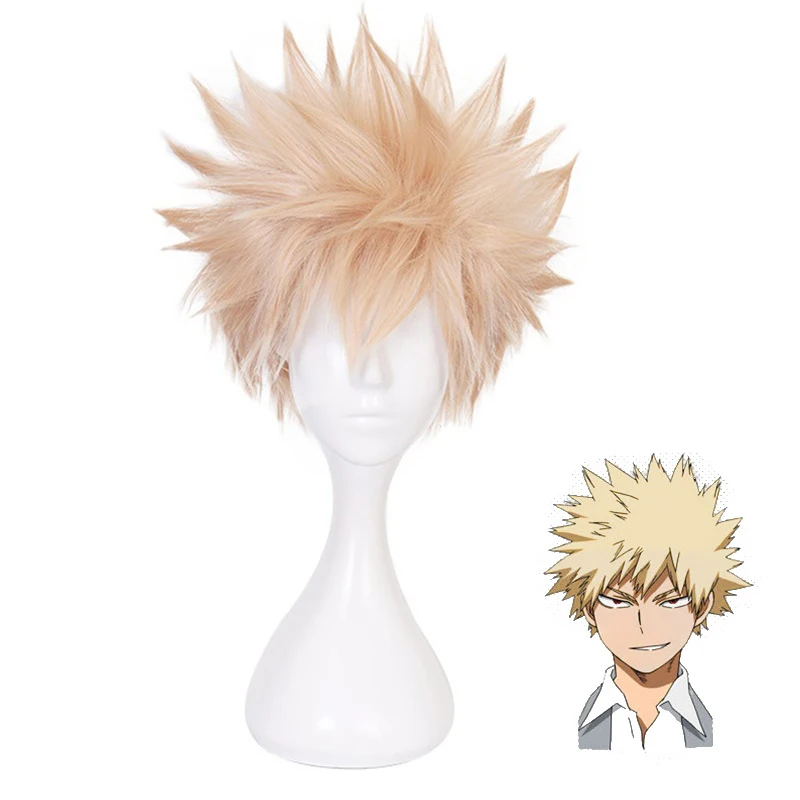 Anime My Hero Academia Baku No Hero Bakugou Katsuki Bakugo Short Linen Blonde Heat Resistant Cosplay Costume Wig Cap Anime Costumes Aliexpress