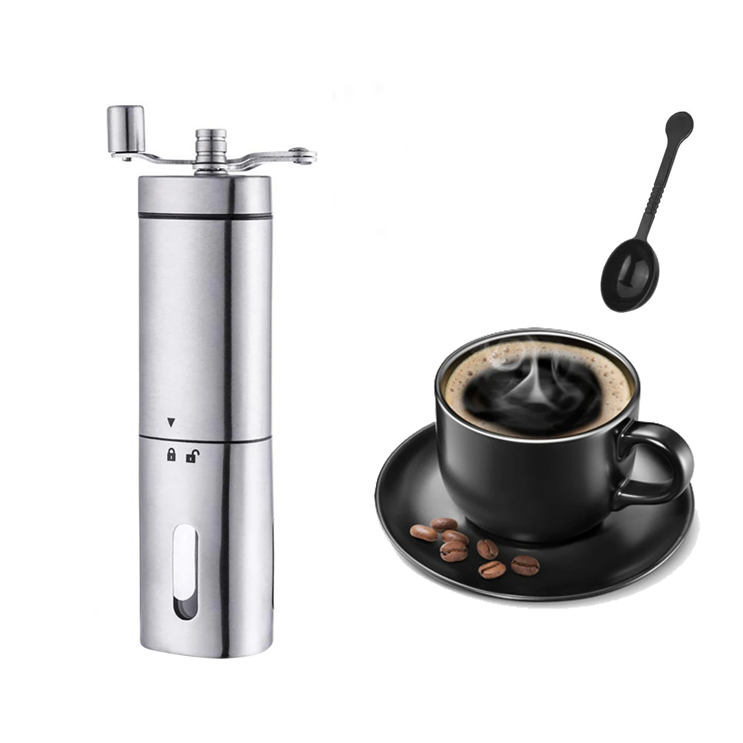 Portable Coffee Grinder Stainless Steel Adjustable Handheld Coffee Grinder Cocoa Bean Conical