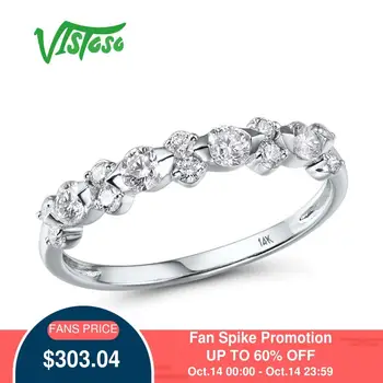 

VISTOSO Gold Rings For Women Genuine 14K 585 White Gold Ring Sparkling Diamond Promise Engagement Rings Anniversary Fine Jewelry