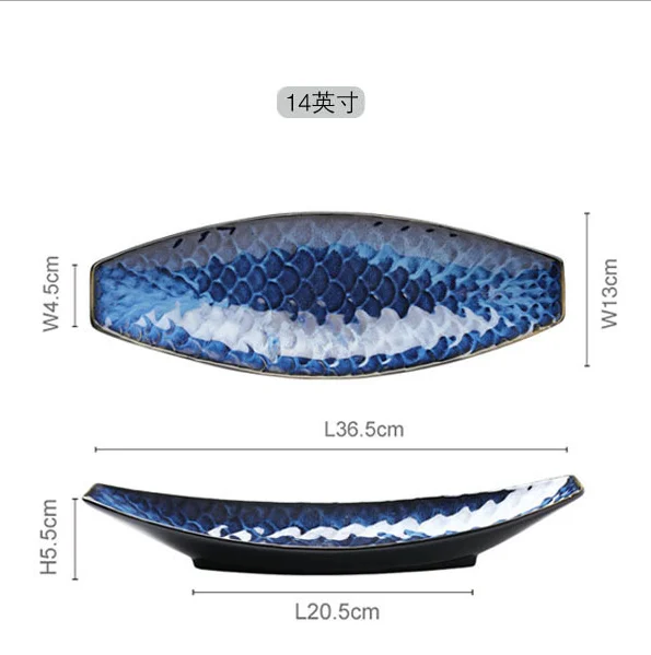Creative Japanese Ceramic Dish Fish Plate Special Tableware Boat 
