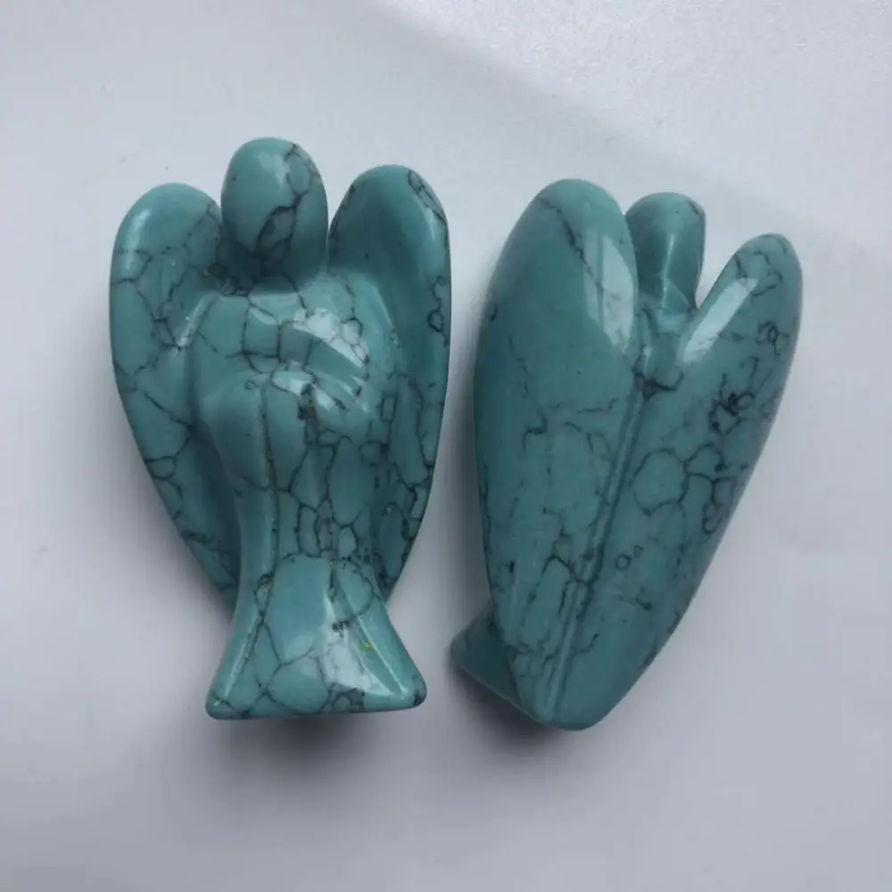 Turquoise Цена 2 дюйма различные драгоценные камни Ангел Драгоценный Камень кварцевый кристалл резьба статуя Ангела для украшения дома WYQ - Цвет: Turquoise