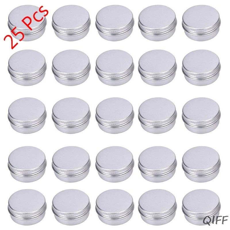 

25-Pack 15ml 38x20x0.3cm / 15x7.8x0.1in Aluminum Tin Cans Screw Top Empty Container Cans with Screw Lid
