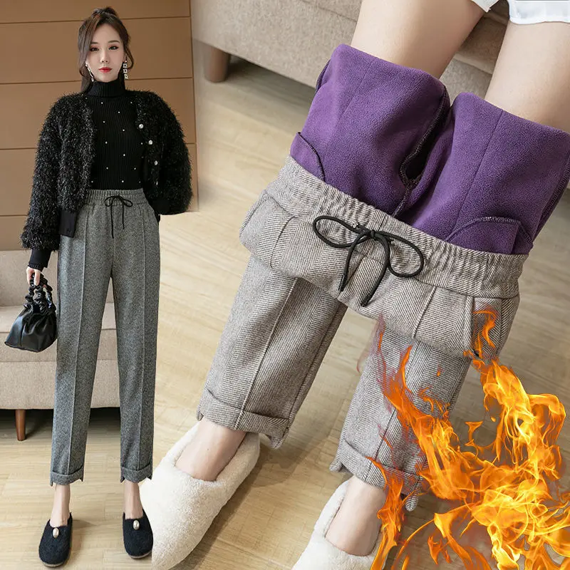 Woolen Pants Women's Spring and Autumn 2021 New Style Outer Wear Korean Version of All-match Radish Feet Pants Casual Trousers