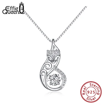 

Effie Queen Cute 925 Silver Fox Pedant Necklaces Insert 1ct Movable Charm Cubic Zirconia Sterling Silver Necklace Jewelry KSN53