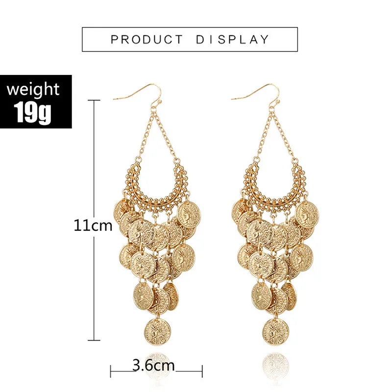 docona Gypsy Gold Color Hollow Leaf Coin Pendant Earrings for Women Metal Long Tassel Drop Dangle Earring Pendientes 6643 docona Gypsy Gold Color Hollow Leaf Coin Pendant Earrings for Women Metal Long Tassel Drop Dangle Earring Pendientes 6643