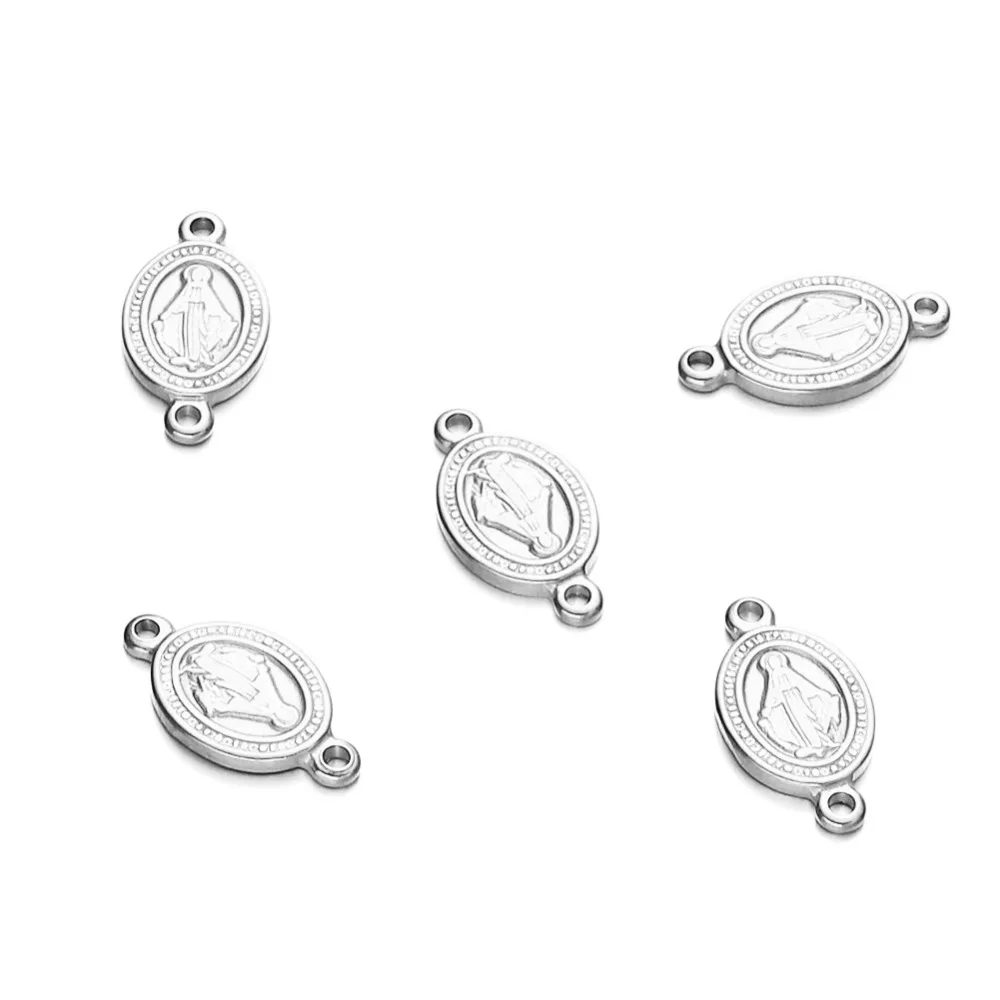 5 Teile/los Edelstahl Katholischen Christian Charms Anhänger Doppel Seite Jesus Charms Für Ohrringe Armband DIY Schmuck Machen – Detail 4