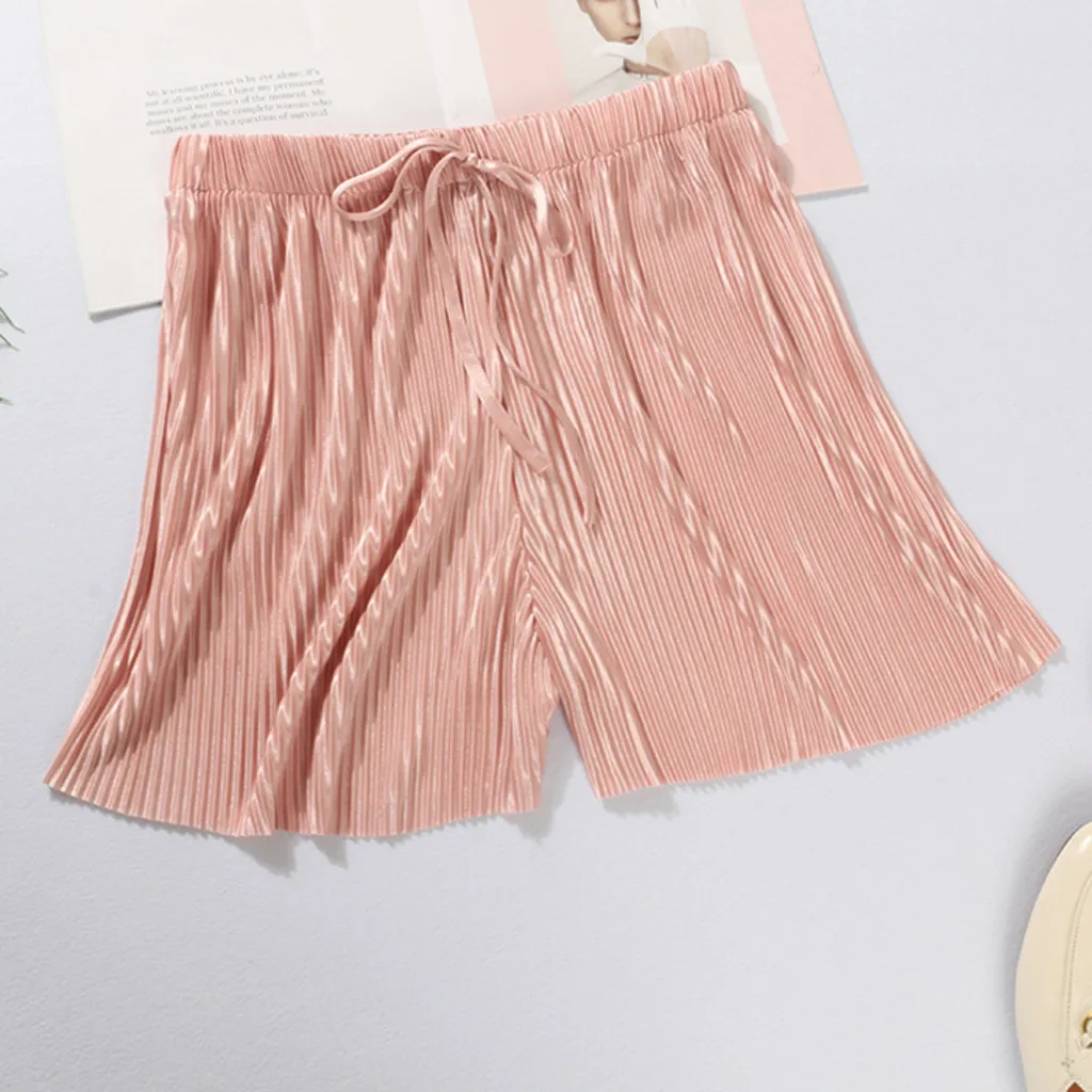 

sexy shorts shorts high waist Fashion Women High Waist Pleated Solid Waist Drawstring ladies Short Pants short taille haute femm