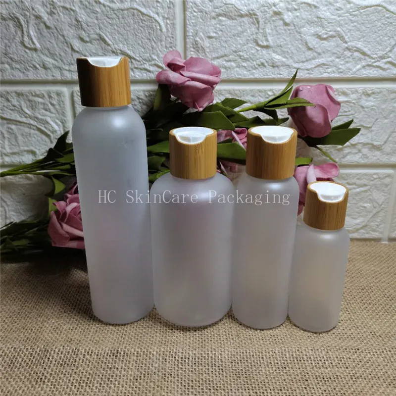 100/150/250ml Empty Transparent Plastic Cosmetics Lotion Bottle With Bamboo Disc Screw Lid Shampoo PET Containers Packaging шампунь для ежедн применения с живым коллагеном basic shampoo with alive collagen hyperfill pro