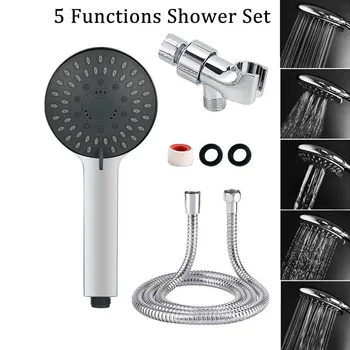 

Stainless Steel Hand Shower Head High Pressure 4 Inch 5-setting Adjustable Showerhead Handheld Spray Bathroom Faucets 19OCT21