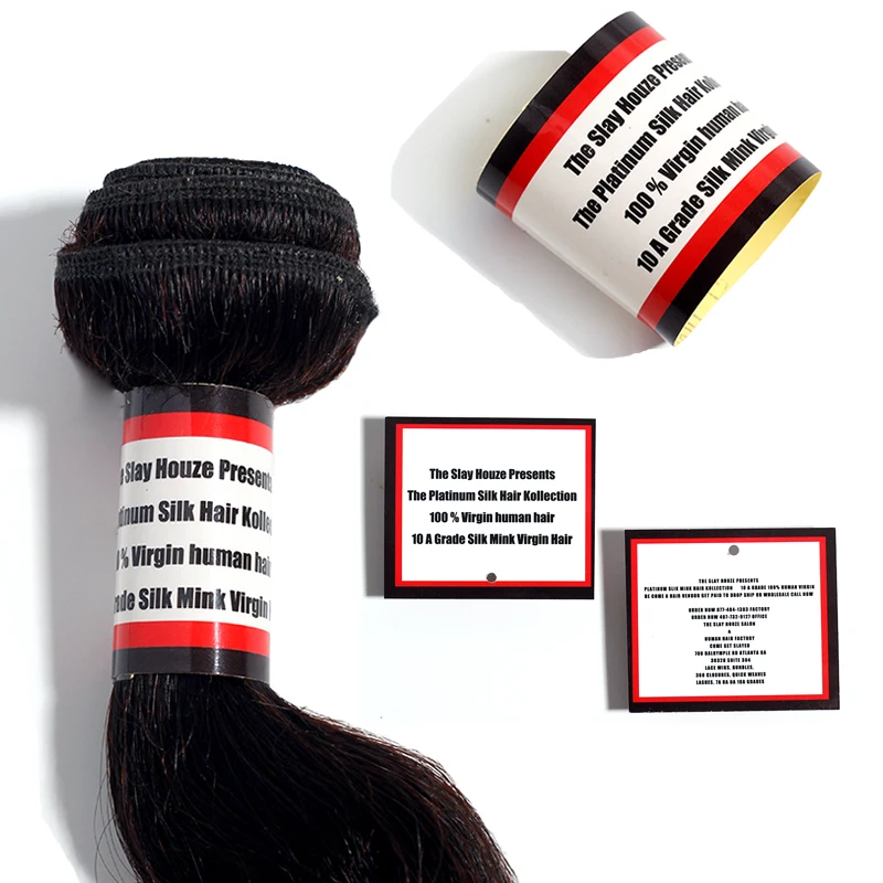 Пользовательские лого девственные волосы волнистые наклейки, наращивание волос бумажная упаковка цена висячая бирка с веревочкой, качели бирки
