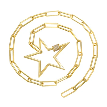 

HECHENG Thick chain LINK necklace wholesale cz Cutout star lightning lock pin for women girls gift VE43