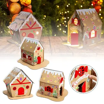 

2020 New Handmade Diy Material Package Christmas Decoration Gift Cookie House Kindergarten Children Luminous Homemade House Gift