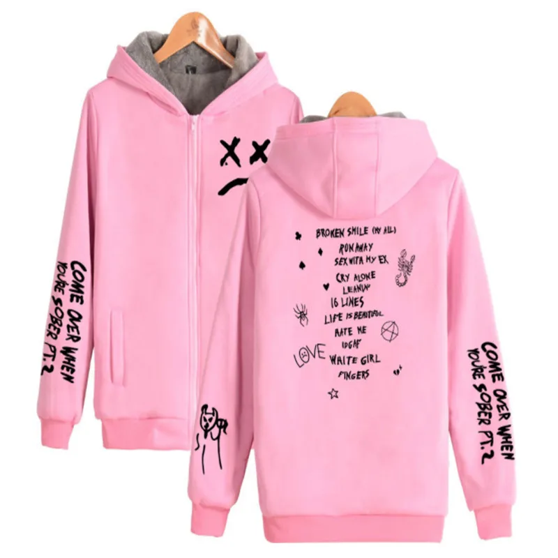 Горячая Распродажа хип-хоп Kawaii толстовки на молнии свитшоты lil peep Harajuku Kpop Женская/мужская одежда топы с принтом размера плюс 4XL