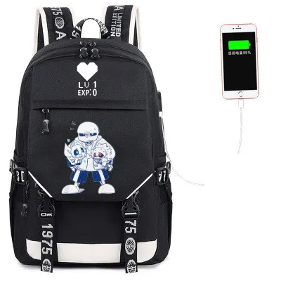 Style 14 Undertale Flowey Sans череп USB порт рюкзак для мальчиков и девочек Мужская и женская сумка дорожная школьная сумка Подростковая сумка для ноутбука Mochila - Цвет: Style 14