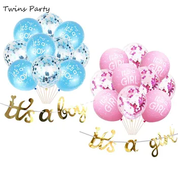 

Twins Party Baby Shower Decoration Balloons Pink Blue its a Girl Balloon its a Boy Balloon Newborn Party Decorative String Flags