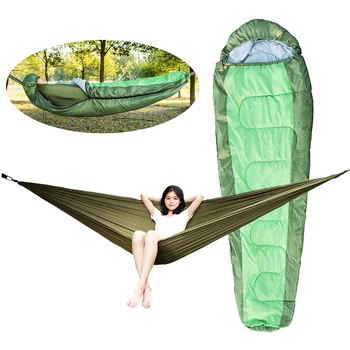 

Warm Detachable Outdoor Sleeping Bag with Hammock Camping Survival Sleeping Bag with Hat for Camping Travelling Hiking