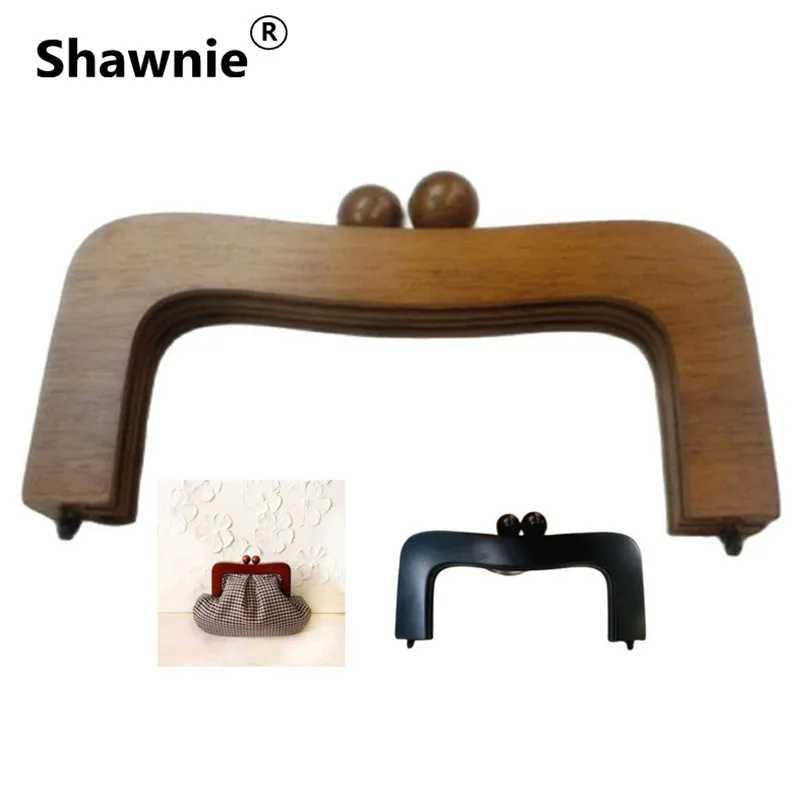 1 Set 22X10 Cm Factory Direct Sales New Style Wood Ball Head Screws Parts Solid Wooden Waist-Shaped Handbag Purse Frame Handle