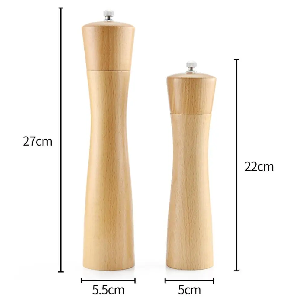8/10inch Beech Wood Salt Pepper Mill Herb Spice Pepper Grinders Manual Ceramic Grinder Shaker Kitchen Accessories