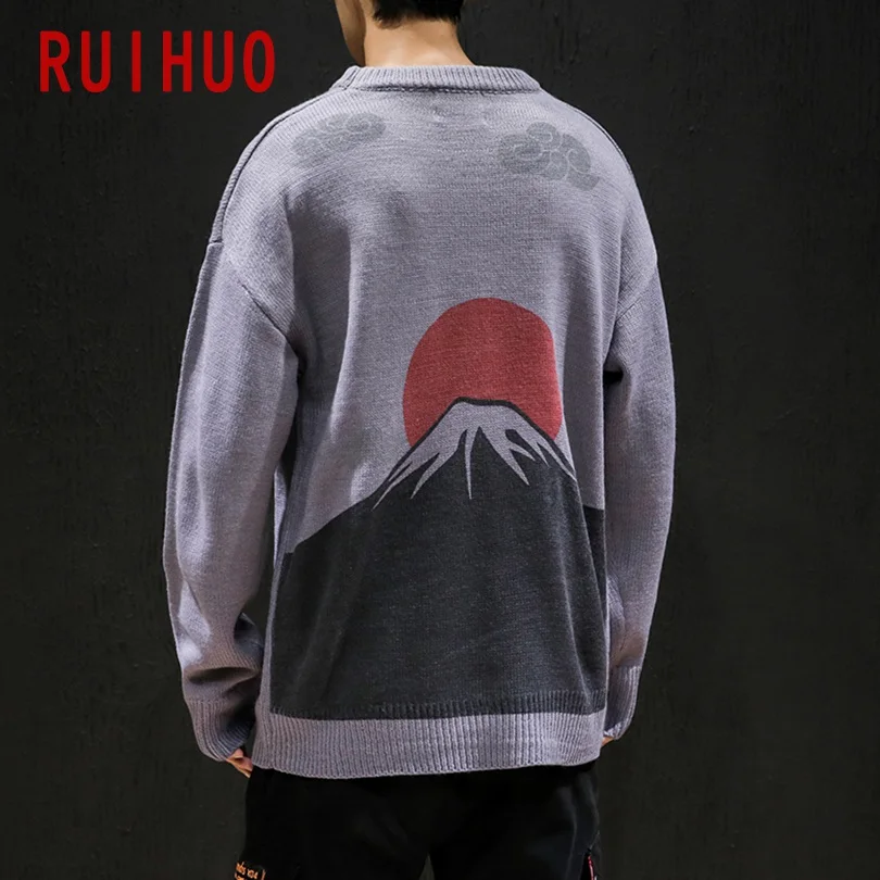 RUIHUO, японский стиль, зимний свитер, мужское пальто, осенний свитер, мужское зимнее пальто, пуловер и свитеры для мужчин,, осенняя одежда, 5XL