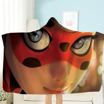 

3D Print Soft Hooded Blanket Adult Cartoon Anime Throw Blanket Lightweight Microfiber Travel Office Reading Bedding on Sofa Bed