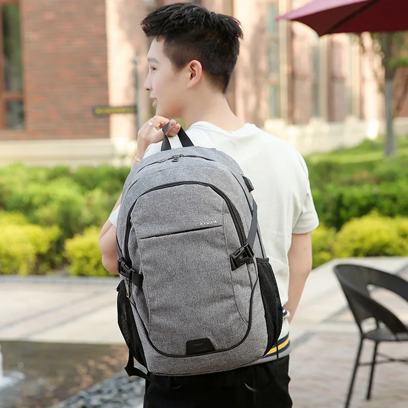 

Charg USB Oxford backpack Men bag casual teen student bagpack large capacity teenage boys back pack women school bags black