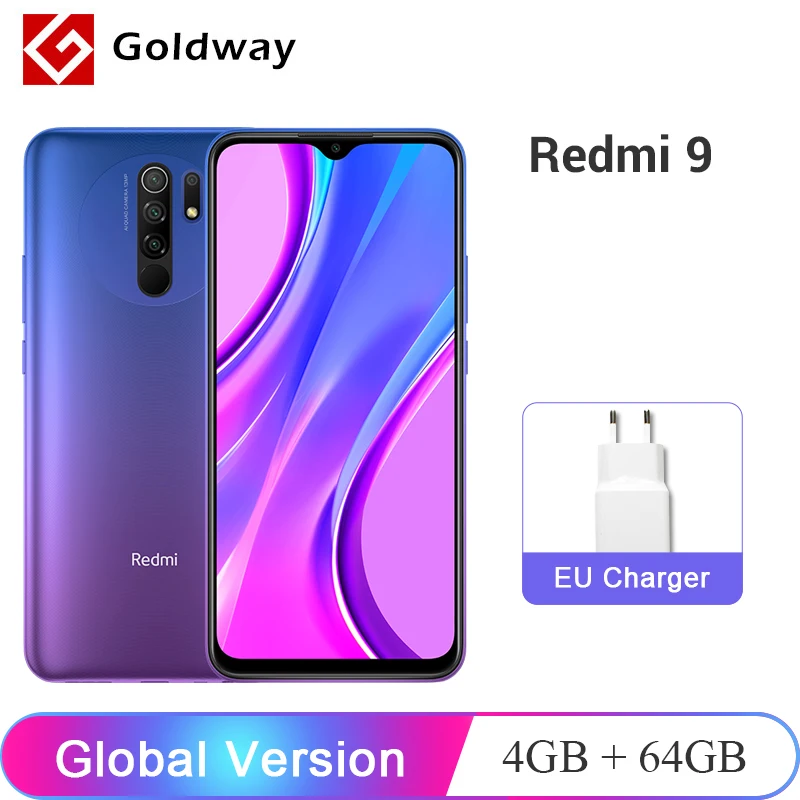 Глобальная версия Xiaomi Redmi 9 4 Гб RAM 64 ГБ ROM мобильный телефон Helio G80 Octa Core 13MP Quad камера