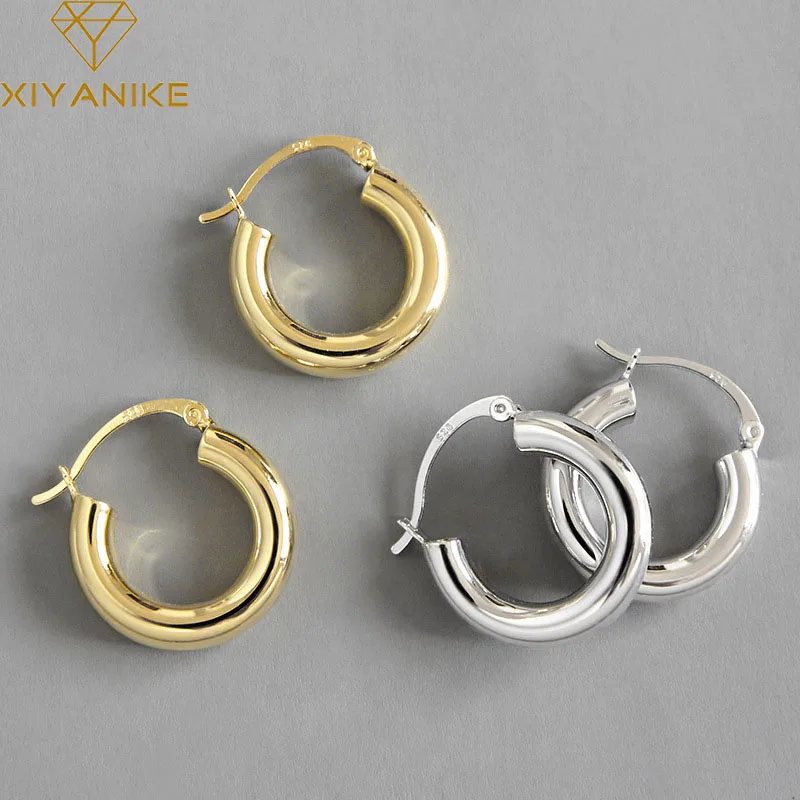 XIYANIKE-pendientes de tuerca minimalistas de Color plateado para mujer, joyería para parejas, de fiesta de moda, previenen alergias - AliExpress Joyería y accesorios