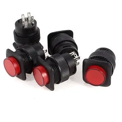 

5 Pcs 1.8V SPST 4 Pin Terminals Latching Red Indicator Light Push Button Switch