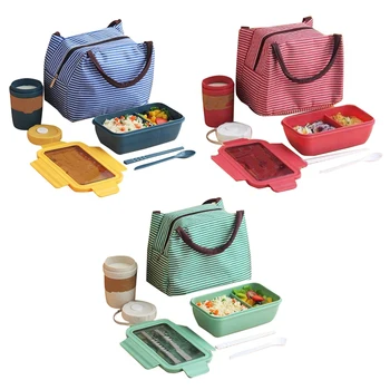 

Bento Box Set/Lunch Box with Spoon,Fork&Cup,Leak Proof&Food Seperated Lunchbox for Kids&Adults-with Lunch Bag