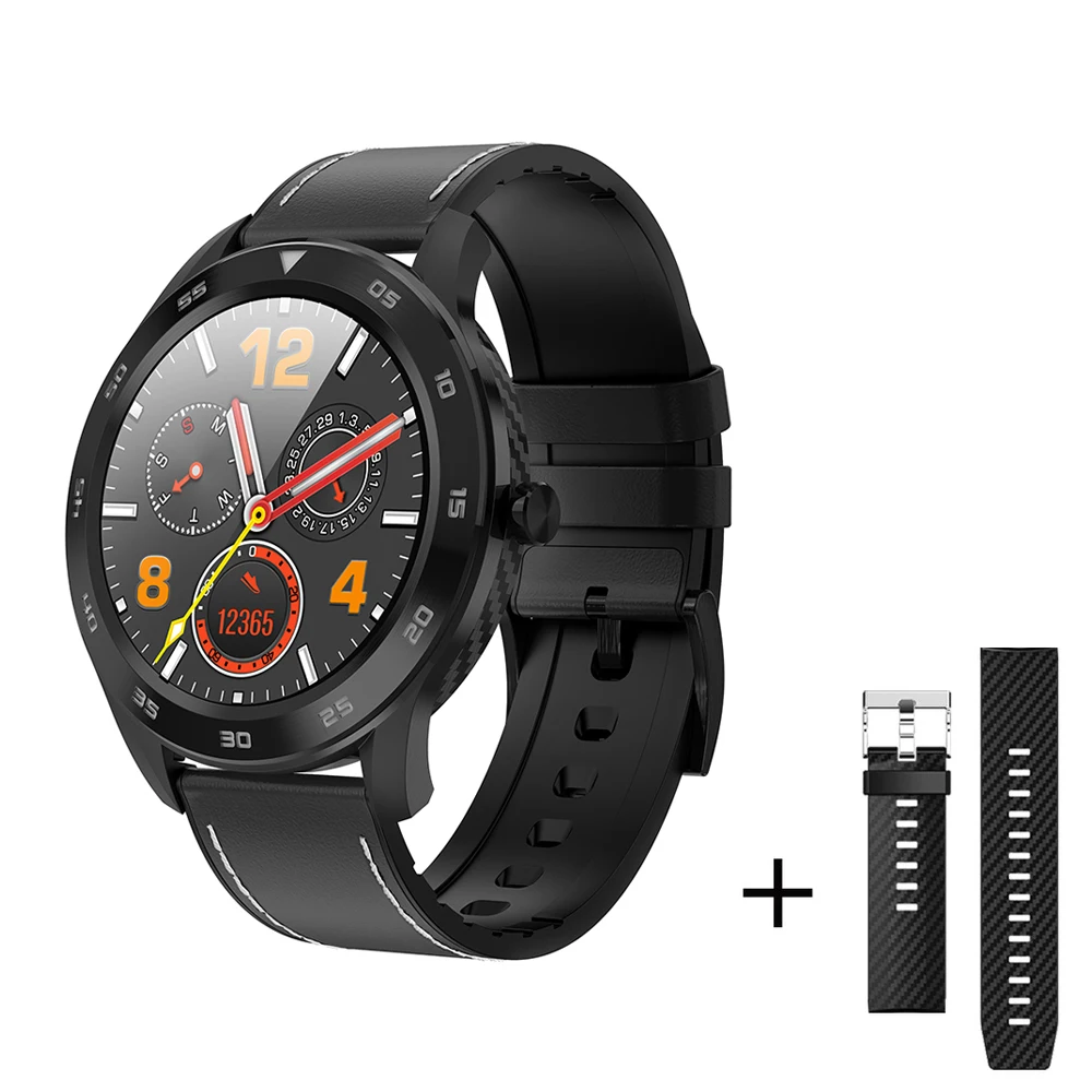 Black Leather Спортивные Bluetooth звонки Полный Круглый сенсорный экран уведомления о сообщениях Смарт часы ЭКГ сердечного ритма несколько циферблатов Smartwatch - Цвет: Black Leather