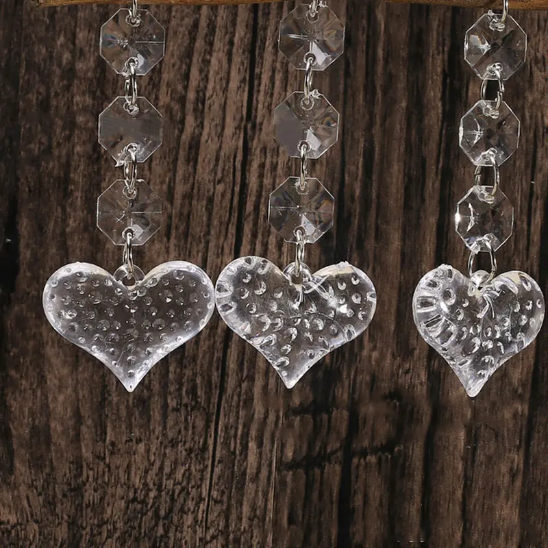 Heart Shape 12 шт. хрустальные бусины акриловые хрустальные алмазные подвески-гирлянды для люстры Свадебные украшения JS22 - Цвет: Heart Shape