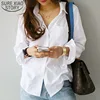 women shirts and blouses 2022 Feminine Blouse Top Long Sleeve Casual White Turn-down Collar OL Style Women Loose Blouses 3496 50 ► Photo 2/6