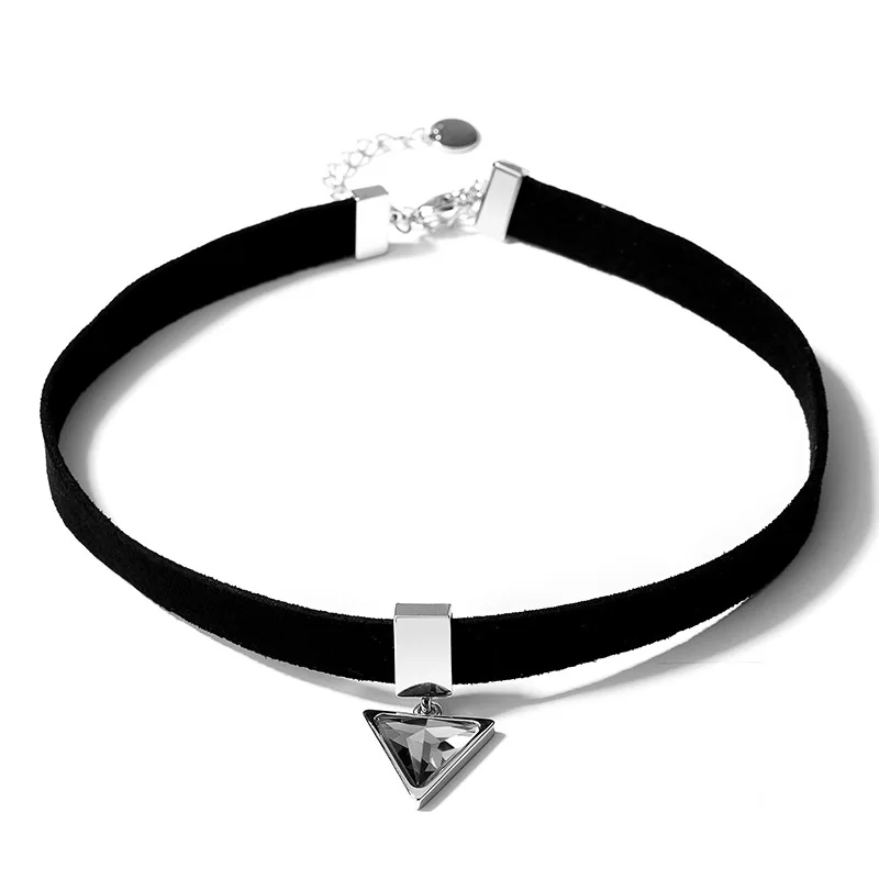 Simple Vintage Letter Shape Choker Necklace Korean Style Hollow Black Rope Velvet Collar Leather Collier Femme Chocker Jewelry - Окраска металла: 10